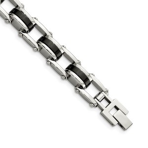 Black Bow Jewelry Men's Stainless Steel & Black Plated 10mm Link Bracelet, 8.5 Inch - 1 of 3