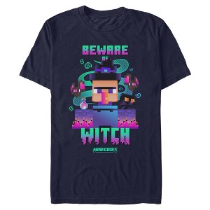 Mens Minecraft Beware Of Witch And Bats Pixel Art T Shirt - 1 of 4