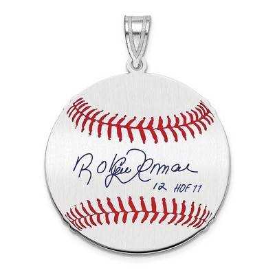 Black Bow Jewelry Sterling Silver Roberto Alomar Signature MD Enamel Baseball Pendant