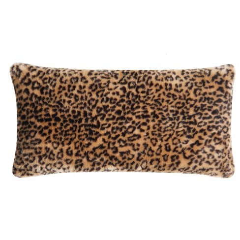 Christian Siriano Tahiti Cheetah Faux Fur Bolster Pillow Brown