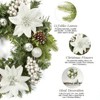 16in Christmas Wreath for Front Door, Realistic Silver Artificial Flowers & Berries & Pine Cones& Balls, Fireplace Wall Window Decoration - 4 of 4