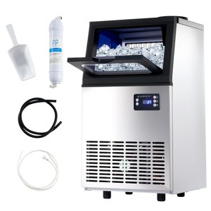 AMERLIFE Freestanding Commercial Ice Makers with Storage Capacity, Stainless Steel, Self-Cleaning, Ideal for Home, Bar & Restaurant Use - 1 of 4