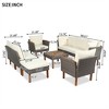 ELJGET 9-Piece Patio Rattan Furniture Set, Outdoor Conversation Set With Acacia Wood Legs and Tabletop, Coffee Table, Washable Cushion - 4 of 4