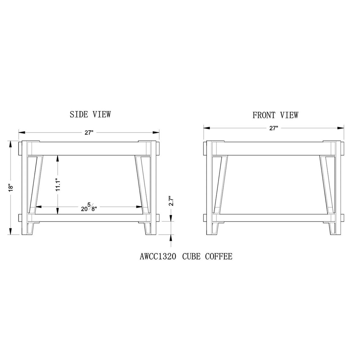 Alaterre Furniture 28" Ryegate Natural Brown Live Edge Solid Wood Cube Coffee Table Metal And Wood: Acacia Top, 4-Leg Base - thumbnail 6