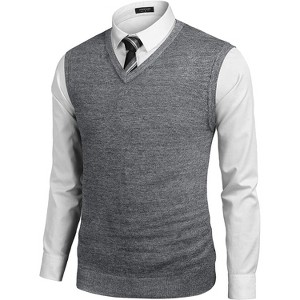 COOFANDY Men's Sleeveless Sweater Vest Lightweight V-Neck Cotton Vest Pullover - 1 of 4