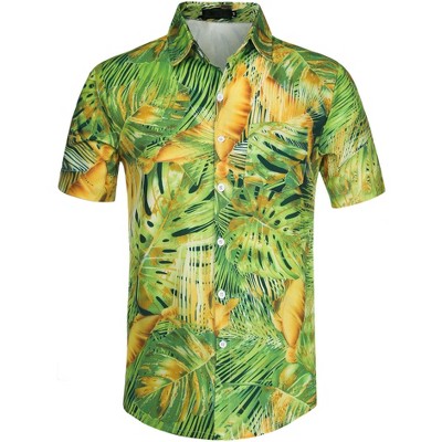 Lars Amadeus Men's Floral Printed Short Sleeves Button Down Hawaiian ...