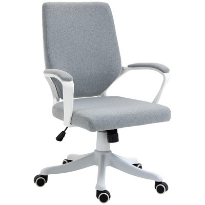 Vinsetto Mid Back Home Office Chair, Ergonomic Task Computer Desk Chair with Lumbar Back Support, Adjustable Height, and Padded Armrests, Gray