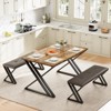 Dining Table Set for 4, Kitchen Table Set with 2 Upholstered Benches, 3 Piece Dining Table Set - 4 of 4