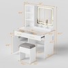 Sapphtopaz Makeup Vanity Desk with Mirror and Lights, Wood Makeup Table with Drawer & Storage Cabinet Dresser For Bedroom - 2 of 4