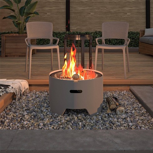 23 Outdoor Steel Round Wood Burning Fire Pit With Rain Cover u0026 Accessories  - Room u0026 Joy : Target