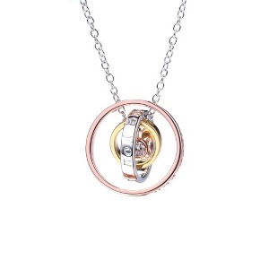 Tri-Tone Sterling Silver "I Love you" Pendant Necklace - 1 of 4