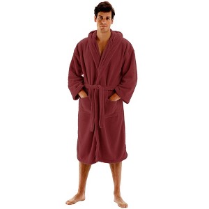BC BARE COTTON Mens Hooded Robe Microfiber Plush Fleece Bathrobe - 1 of 4