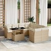 vidaXL Patio Sofa Set with Cushions Outdoor Furniture 9 Piece Poly Rattan - Beige and Cream Without Storage - 2 of 4