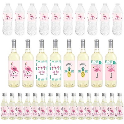 Big Dot of Happiness Pink Flamingo - Party Like a Pineapple - Tropical Summer Party Decorations - Beverage Bar Kit - 34 Pieces