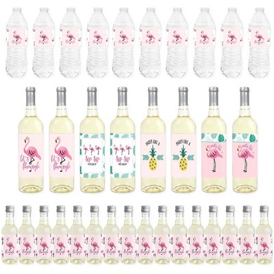 Big Dot of Happiness Pink Flamingo - Party Like a Pineapple - Tropical Summer Party Decorations - Beverage Bar Kit - 34 Pieces