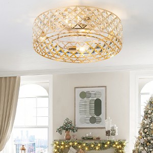 Airsurfer 19-Inch Flush Mount Ceiling Fans with Light and Remote Control 6-Speed Caged Ceiling Fans with Reversible Blades and Timer - 1 of 4