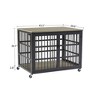 Dog Crate With Side Openings, 4 Wheels Heavy Duty Wooden Pet House Cage, Indoor Kennel Furniture For Small, Medium And Large Dogs - 3 of 4