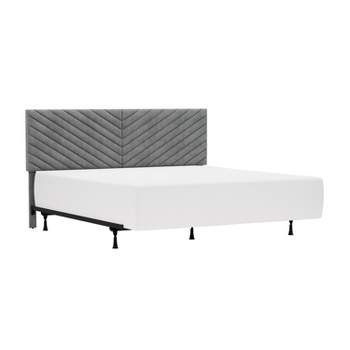 Hillsdale Furniture Crestwood Upholstered Chevron Pleated Headboard with Frame Platinum