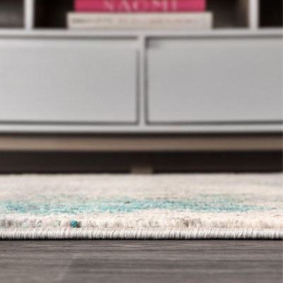 Serene Aqua Splash Abstract Square Rug - Easy Care 5'x5'