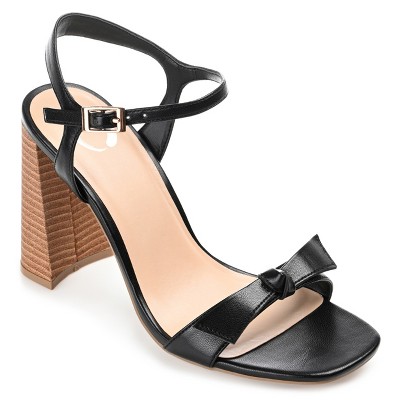 Journee Collection Womens Dianne Tru Comfort Foam Open Square Toe Stacked Heel Sandals Black 6