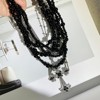 Gothic Cross Choker Necklace - Layered Black Bead Chain, Unisex Grunge Gift for Halloween - 4 of 4