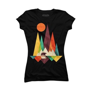 Junior's Design By Humans Mountain Bear By radiomode T-Shirt - 1 of 3