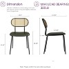 TYBOATLE Dining Chairs Set of 2, Mid-Century Modern Rattan Back Chairs with Black Faux Leather, Metal Legs, Boho Cane Chairs for Dining Room - 3 of 4
