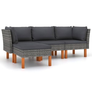 vidaXL 4 Piece Patio Lounge Set with Cushions Poly Rattan Gray - 1 of 1