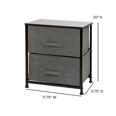 Gray and Black 2-Drawer Cast Iron Nightstand