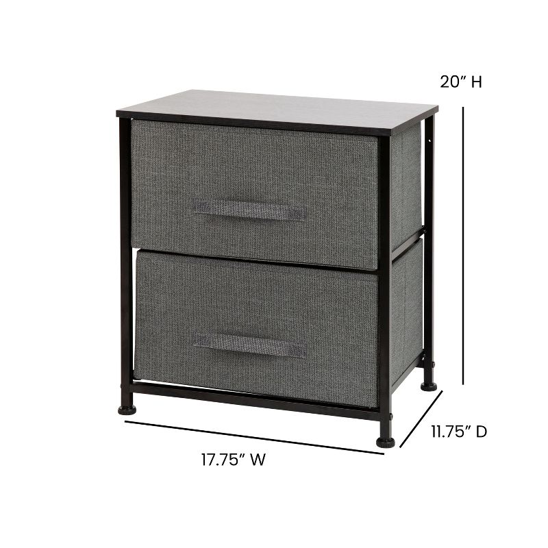Emma and Oliver 2 Drawer Storage Stand with Wood Top & Dark Fabric Pull Drawers, 5 of 12