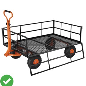 Heavy Duty Steel Garden Cart 1200 LBS Capacity 3 in 1 Pullable Garden Wagon with 13" Wheels for Gardening Soil Tools & Plant Transport - 1 of 4