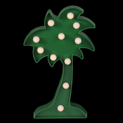 Northlight 10" Battery Operated LED Lighted Palm Tree Marquee Sign - Green