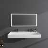 47 x 19 in. Solid Surface Wall Mount or Countertop Bathroom Vessel Sink with Double Faucet Holes in Matte White - 3 of 4