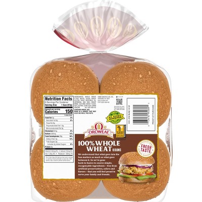 Oroweat 100%Whole Wheat Hamburger Buns - 16oz