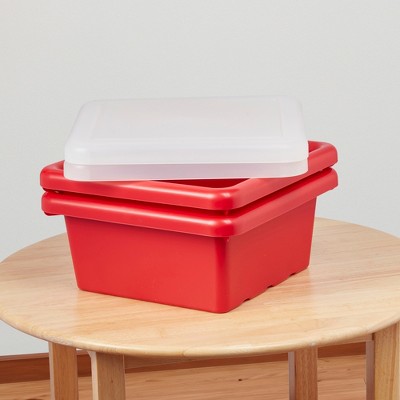 Ecr4kids Square Bin With Lid, Storage Containers, Red, 2pack Target