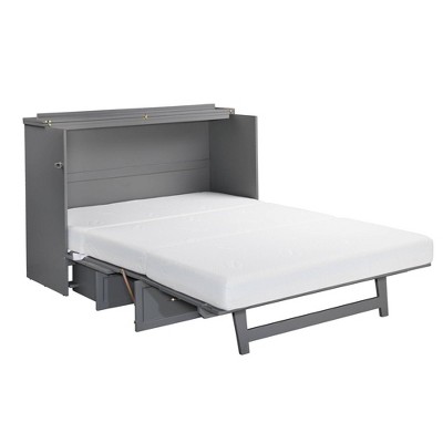 Deerfield Gray Farmhouse Queen Murphy Bed Chest with Charging Station