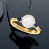 Ross-Simons 8mm Cultured Pearl and .30 ct. t.w. Sapphire Ring in 18kt Gold Over Sterling - 4 of 4