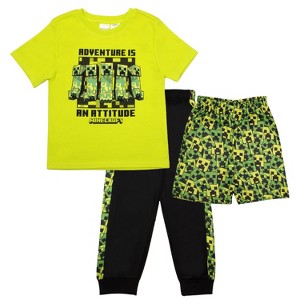 Minecraft Little Boys Adventure Graphic T-Shirt, Shorts and Jogger Pants 3-Piece Outfit Set - Yellow, 5-6 - 1 of 3