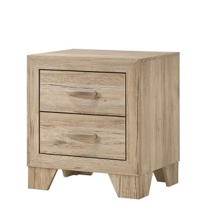 Miquell 2-Drawer Nightstand, Natural Finish, Tapered Legs, Smooth Metal Glides - 1 of 4