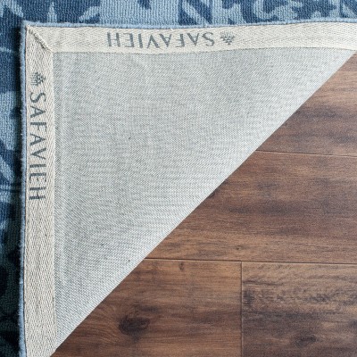 Handmade Blue and Dark Blue Wool Tufted Area Rug