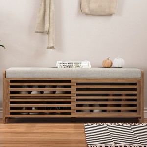 Sapphtopaz Storage Bench Shoe Rack Ottoman with Storage Bench Shoe Organizer Distressed Shutter with Acacia Veneer for for Entryway Bedroom - 1 of 4