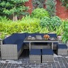 Tangkula 7PCS Rattan Patio Sectional Sofa Set Conversation Set w/ Navy Cushions - 2 of 4