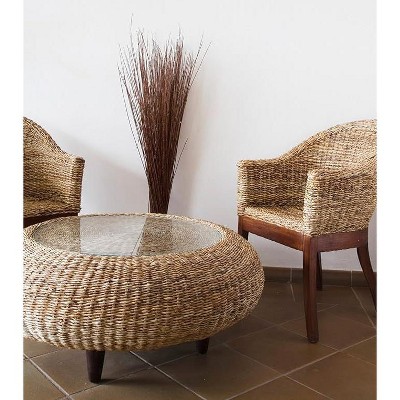 24 Inch Round Clear Tempered Glass Table Top with Beveled Edge