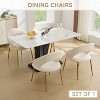Sapphtopaz Upholstered Dining Chair, Single Ergonomic Kitchen Chair with Curved Backrest & Golden Metal Legs, White - 3 of 4