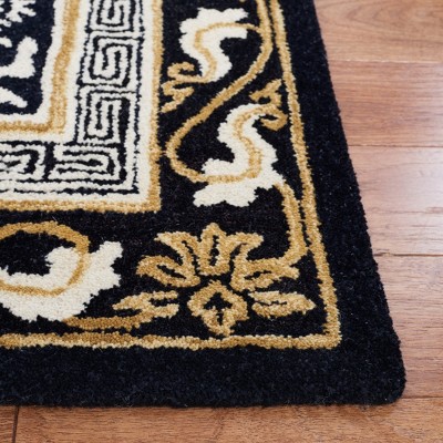 Handmade Black and Ivory Wool Tufted Runner Rug