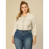 Agnes Orinda Women's Plus Size Cropped Long Sleeve Trendy Fashion Denim Jean Jackets - 3 of 4