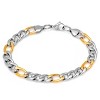 Steeltime 24" and 8.5" Men's two tone stainless steel figaro chain set. Color Option: Silver/Gold, Silver/Black, Black/Gold - 3 of 4