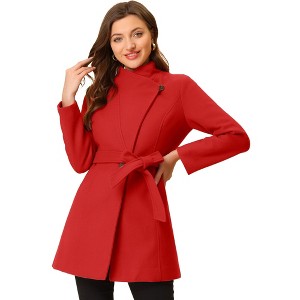 INSPIRE CHIC Women's Classic Stand Collar Long Sleeve Winter Belted Long Coat - 1 of 4