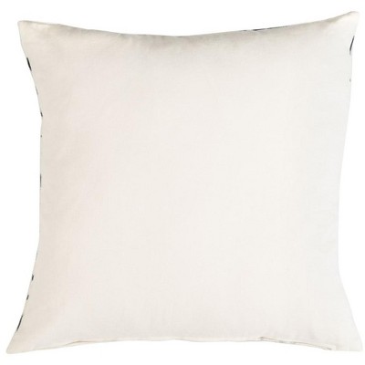 Beige and Blue Abstract Cotton Throw Pillow