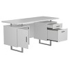Sapphtopaz 60" Modern Computer Desk with 2 Drawers and Shelf Wood Office Desk with Metal Base and Cabinet Desk for Bedroom, Study Room, Office - 2 of 4